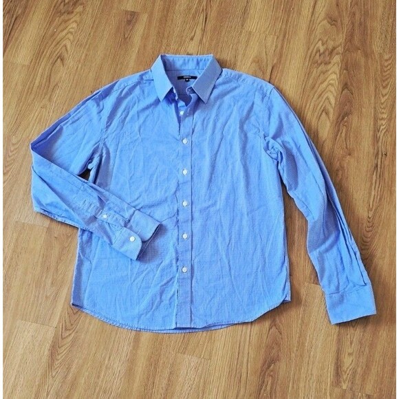 Quince The Untucked Dress Shirt Men's M Blue Micro Plaid Long Sleeve Button Down - Picture 1 of 9